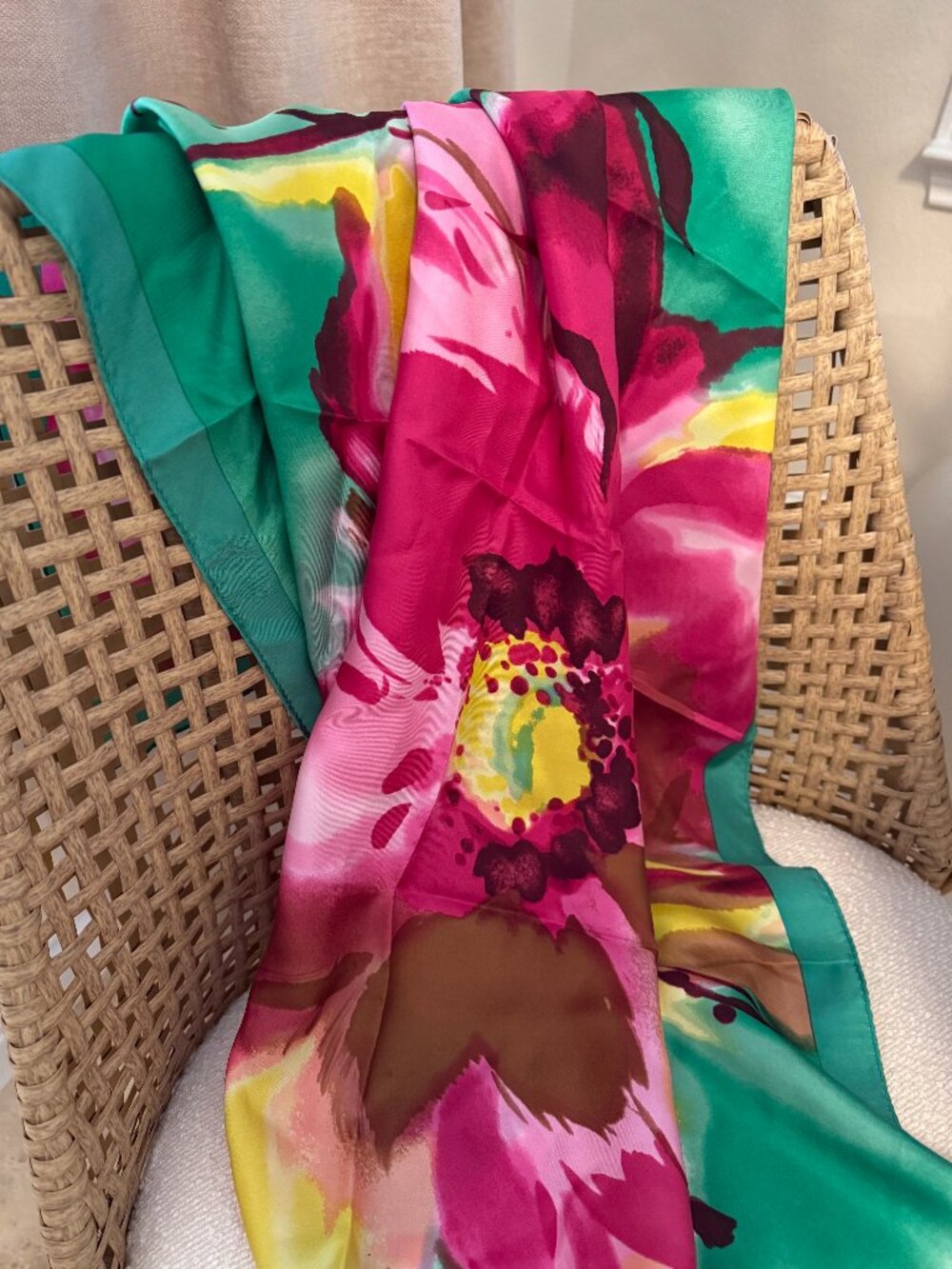 VTG Talbots Watercolor Floral Silk Scarf NWT